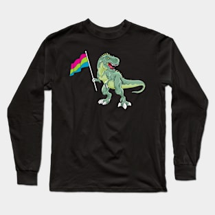 Funny Dinosaur Flag Polysexual Pride LGBT Gift Long Sleeve T-Shirt